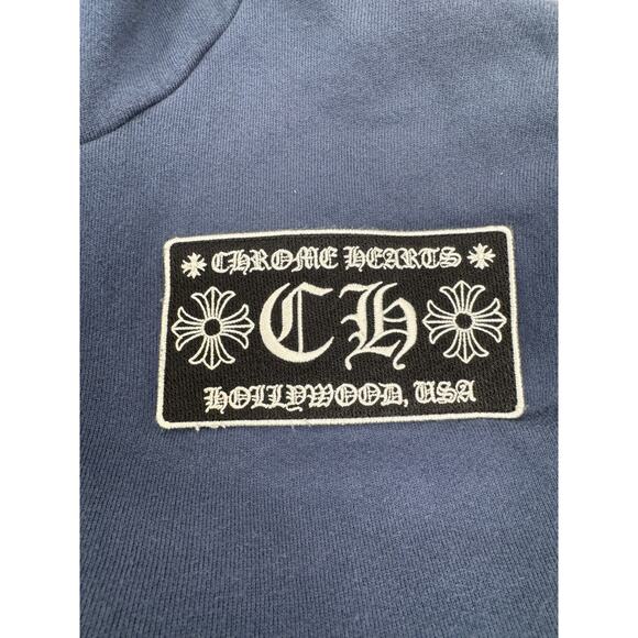 Men's Chrome Hearts Blue Embroidered Zip Front Hoodie Size XXL - Picture 12 of 14